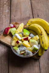 Fruit salad on whites background