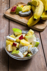 Fruit salad on whites background