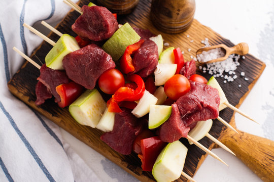 Ready for bbq meat and vegetables cabobs