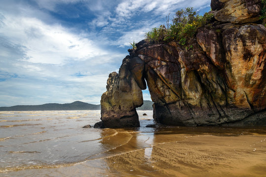 Rock on Tajor beach in Bako National Park