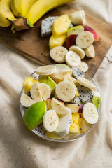 Fruit salad on whites background