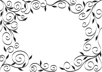 Black and white flora frame template background design | classic style decorative