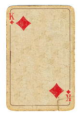 empty old playing card king of diamonds paper background