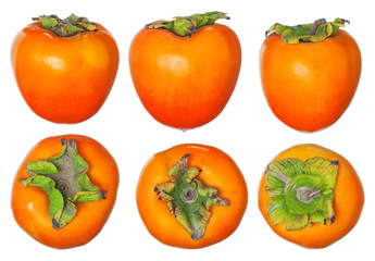 A set of persimmon isolated on a white background. Healthy eating. Useful vitamins.
