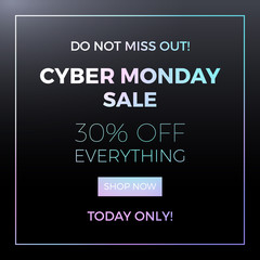 Cyber monday concept design for banner, flyer and advertisement