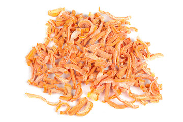 Dried carrots isolated on white background.