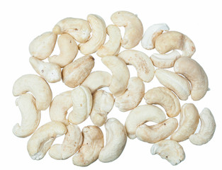 Cashew nuts isolated on white background. Healthy diet.