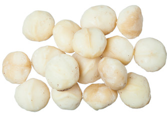 macadamia nuts isolated on white background. Healthy diet.