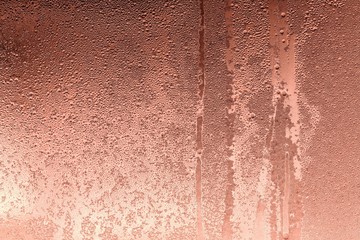 abstract texture of wet glass copper color - obrazy, fototapety, plakaty
