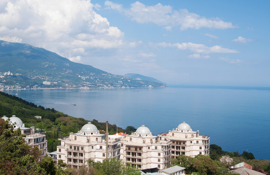 top view of Yalta coast of Black sea, Crimea 
