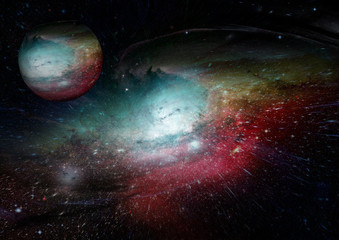Naklejka premium Stars, dust and gas nebula in a far galaxy