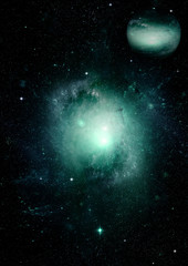 Fototapeta premium Stars, dust and gas nebula in a far galaxy