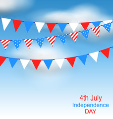 Hanging Bunting Pennants in National American Colors for Independence Day