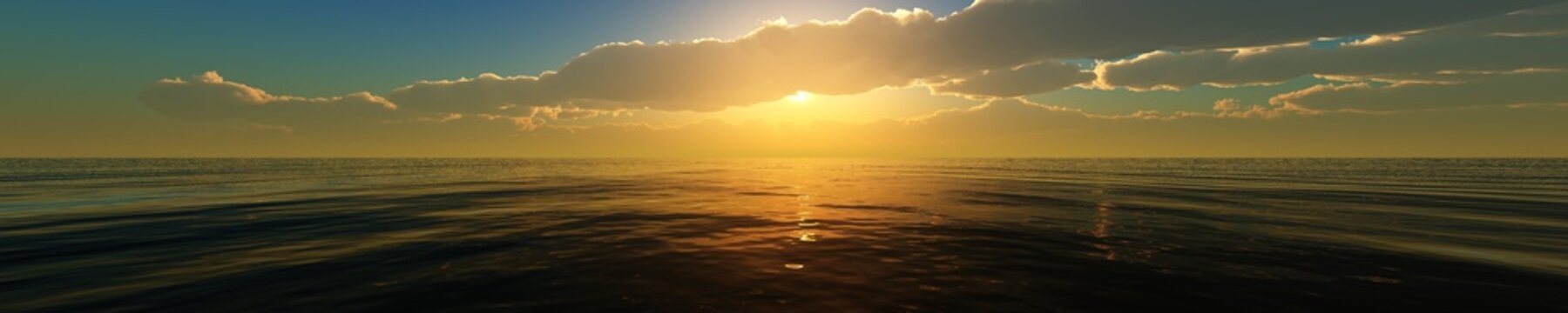 panorama of sea sunset. Sunrise in the ocean.