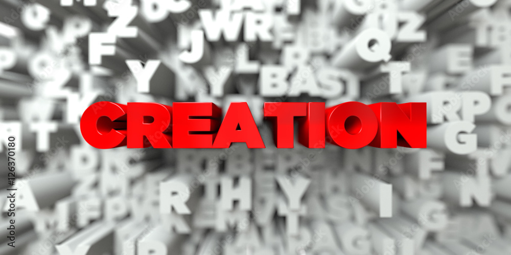 Fototapete creation - red text on typography background - 3d rendered royalty free stock image. this image can 