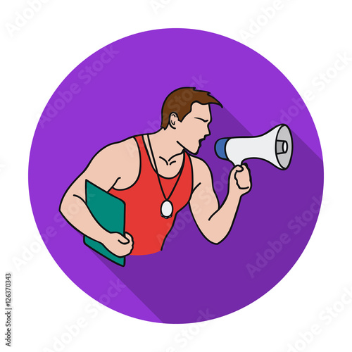 "Personal trainer icon in flat style isolated on white background