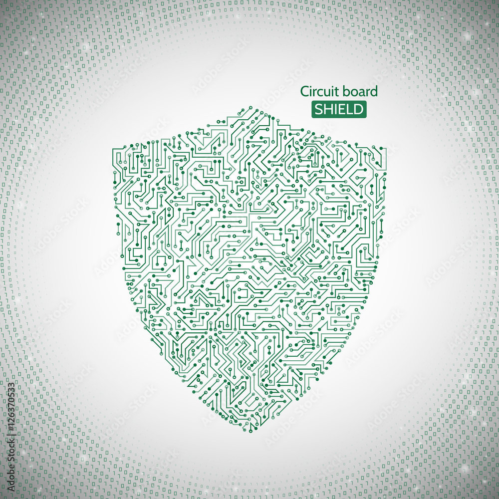 Leinwandbilder protection concept of digital and technological. data security icon. circuit board shield. vector ep
