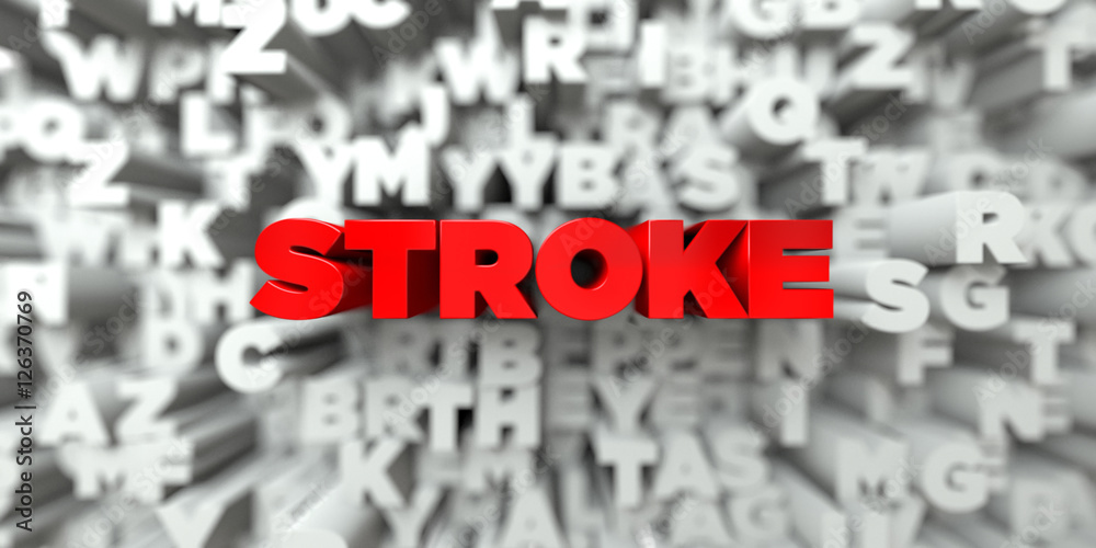 Fototapete stroke - red text on typography background - 3d rendered royalty free stock image. this image can be