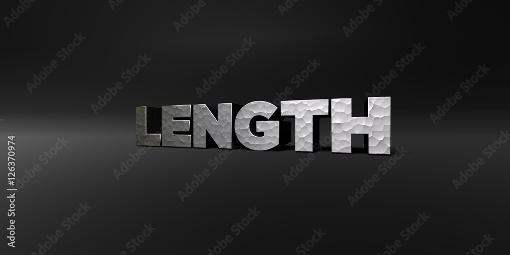 Fototapete length - hammered metal finish text on black studio - 3d rendered royalty free stock photo. this ima