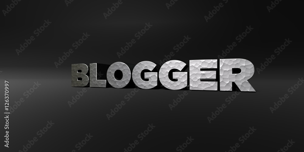 Fototapete blogger - hammered metal finish text on black studio - 3d rendered royalty free stock photo. this im