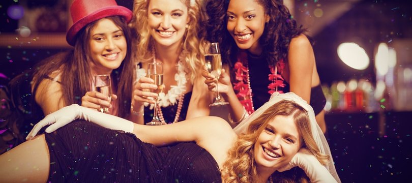 Composite image of friends celebrating bachelorette party