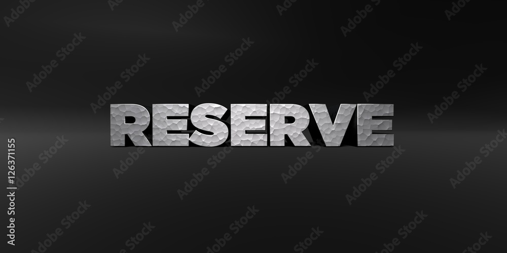 Fototapete reserve - hammered metal finish text on black studio - 3d rendered royalty free stock photo. this im