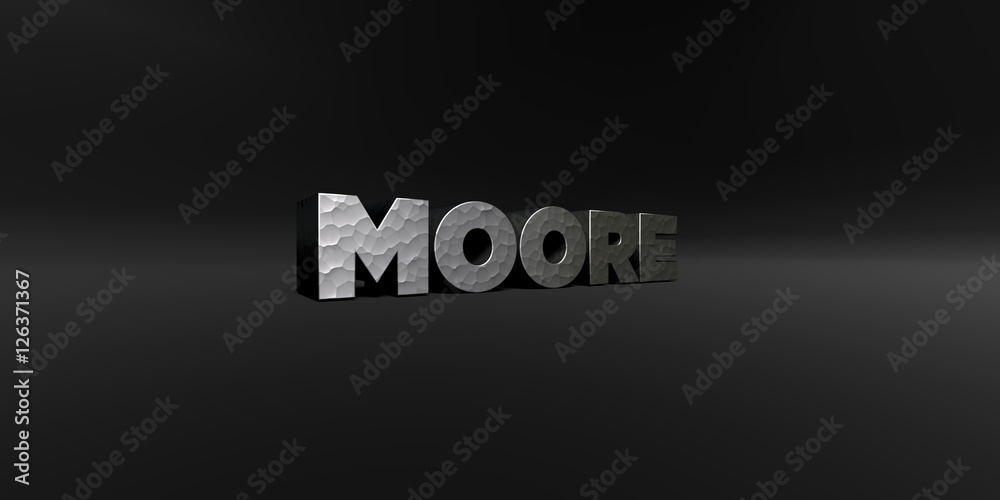 Fototapete moore - hammered metal finish text on black studio - 3d rendered royalty free stock photo. this imag