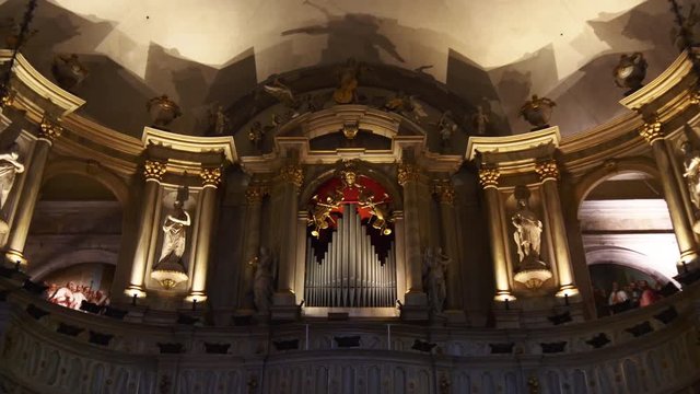 venice city famous cathedral inside interior front wall panorama 4k italy
