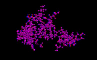 Molecular structure of peptide (27 amino acids), anaglyph