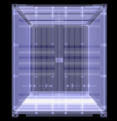 X-ray shipping container isolated on black