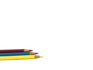 three pastel standing out from , isolated on white background. Individuality concept.