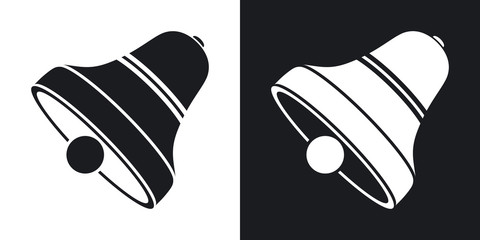 Vector bell icon. Two-tone version on black and white background