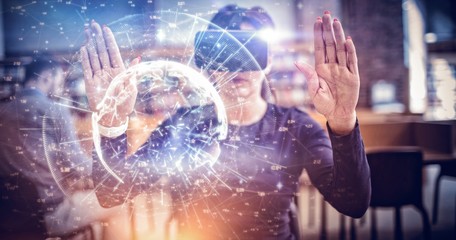 Composite image of image of earth with different times