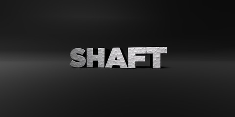 SHAFT - hammered metal finish text on black studio - 3D rendered royalty free stock photo. This image can be used for an online website banner ad or a print postcard.