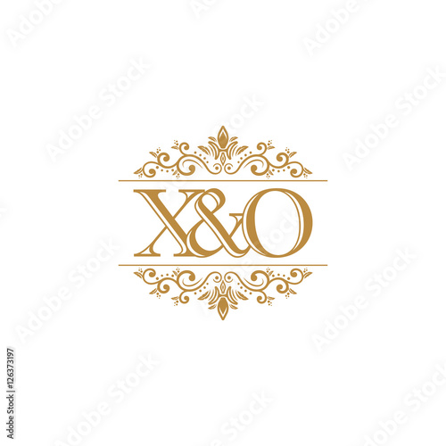 "X&O Initial logo. Ornament gold" Stock image and royaltyfree vector