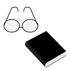 Black and white glasses and book | object isolate on white background | education and business illustration