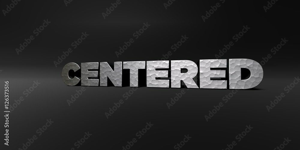 Fototapete centered - hammered metal finish text on black studio - 3d rendered royalty free stock photo. this i