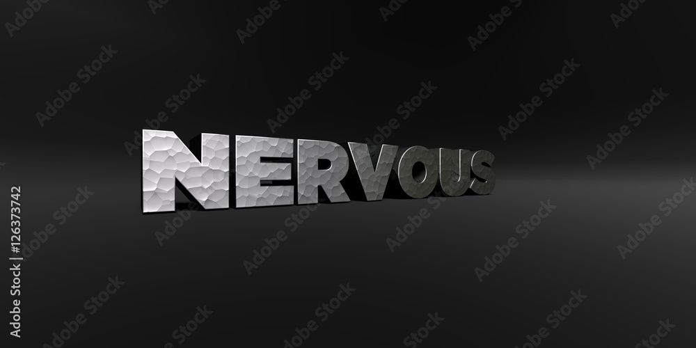 Fototapete nervous - hammered metal finish text on black studio - 3d rendered royalty free stock photo. this im