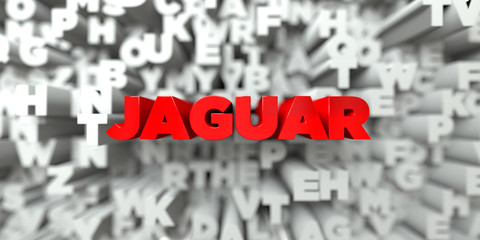 JAGUAR -  Red text on typography background - 3D rendered royalty free stock image. This image can be used for an online website banner ad or a print postcard.