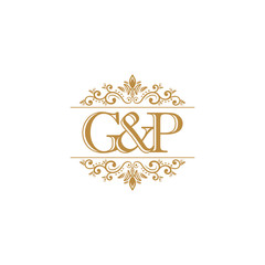 G&P Initial logo. Ornament gold