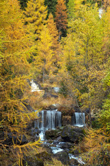 Fototapeta premium Incredible autumn landscape with waterfalls in the forest in Dol