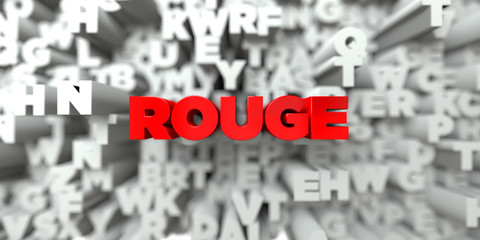 ROUGE -  Red text on typography background - 3D rendered royalty free stock image. This image can be used for an online website banner ad or a print postcard.