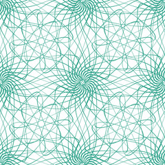 Seamless abstract background pattern with green guilloche ornament isolated on white (transparent) background. Vector illustration eps