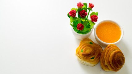 Bread with orange juice 
