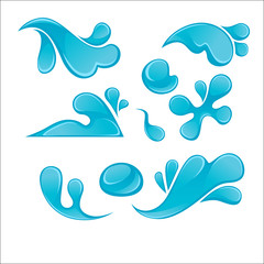 Splash of Blue Water Drops set. Liquid icons collection.