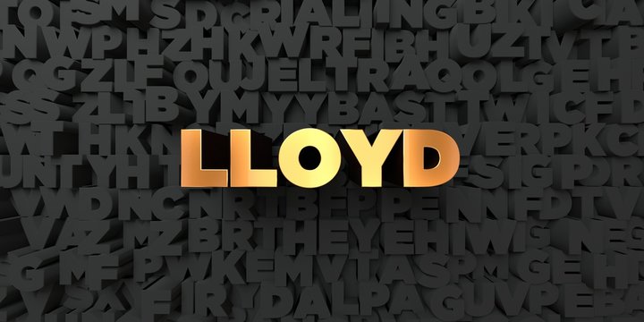 Lloyd - Gold text on black background - 3D rendered royalty free stock picture. This image can be used for an online website banner ad or a print postcard.