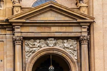 Basilica of Our Lady of Pillar (1754) in Zaragoza, Spain.