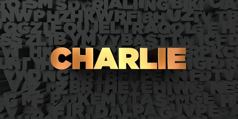 Charlie - Gold text on black background - 3D rendered royalty free stock picture. This image can be used for an online website banner ad or a print postcard. - obrazy, fototapety, plakaty