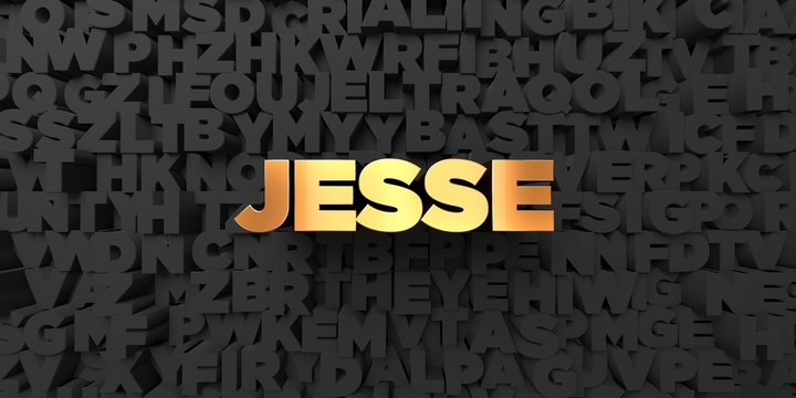 Jesse - Gold text on black background - 3D rendered royalty free stock picture. This image can be used for an online website banner ad or a print postcard.