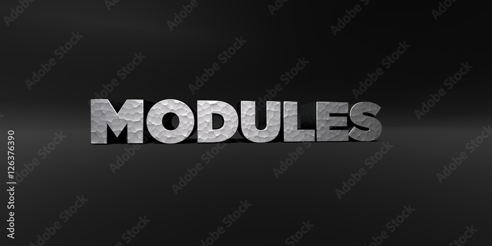 Fototapete modules - hammered metal finish text on black studio - 3d rendered royalty free stock photo. this im